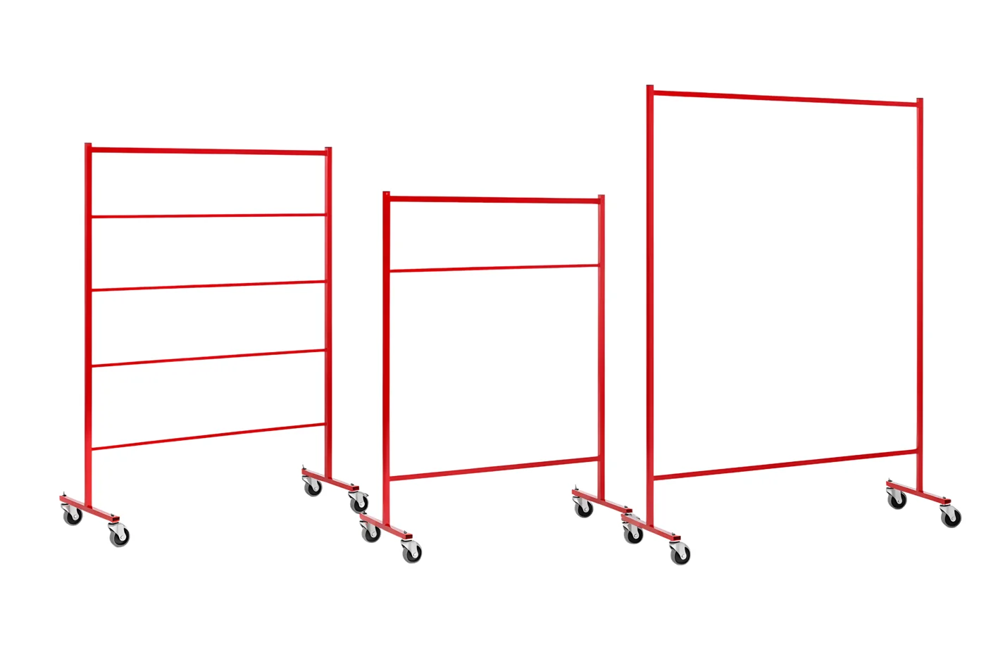 Rangeview red powder-coated roller rack family
